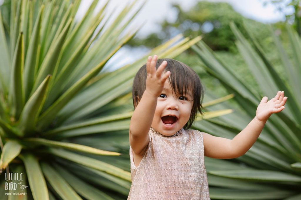 toddler being silly in the cactus garden in koko crater