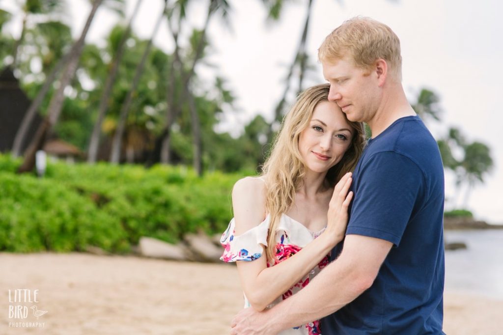 engagement photographer captures a couple at ko olina beach in oahu